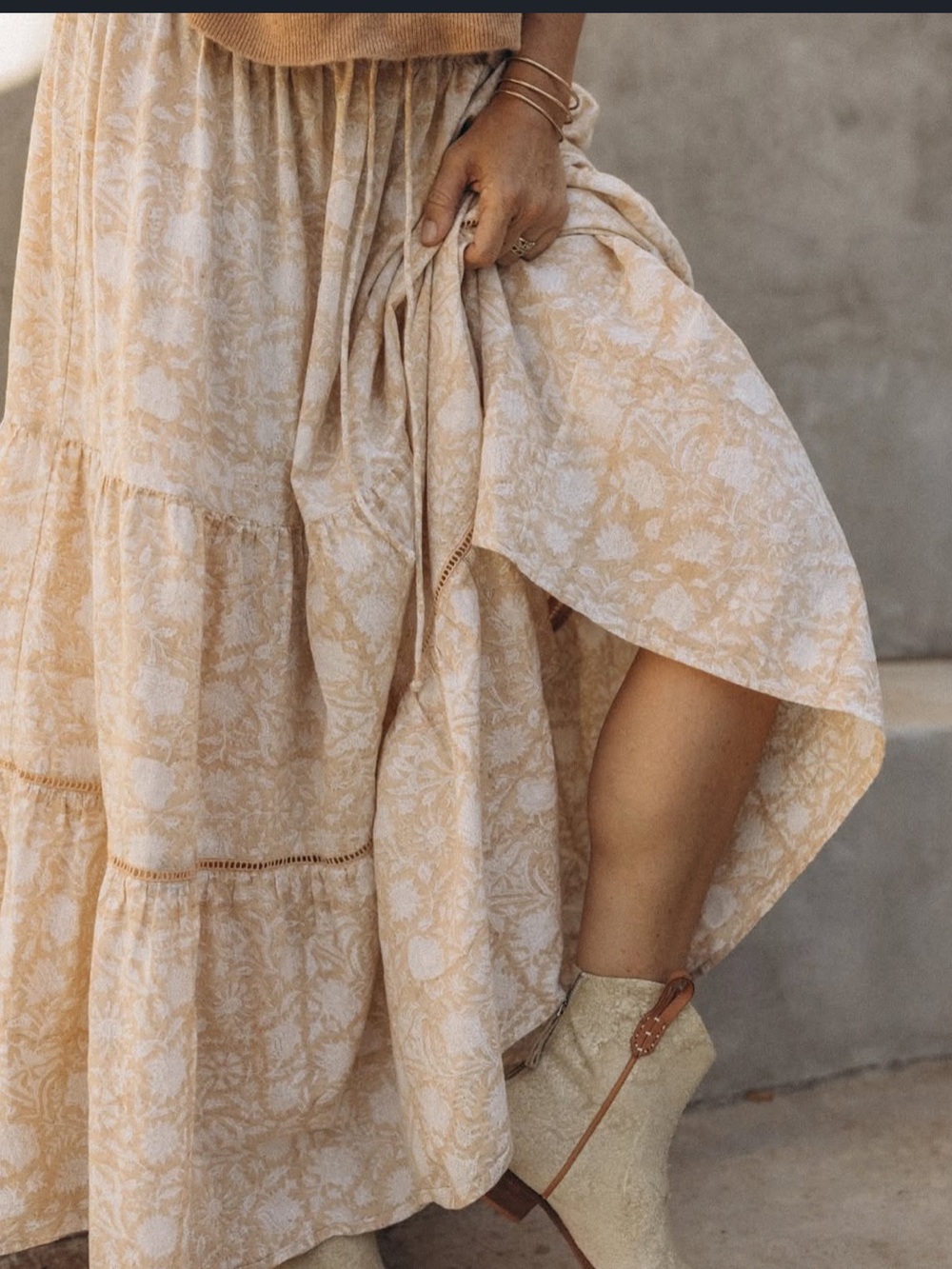 Mamoosh Tiered Linen Maxi Skirt (size 2)